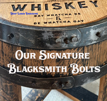 Load image into Gallery viewer, Barrel Table made from Barrel Top & Two Hoops