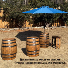 Load image into Gallery viewer, Polished & Stained Whiskey Barrel Rentals