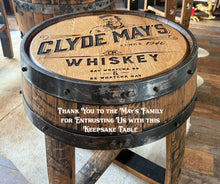 Load image into Gallery viewer, Barrel Table made from Barrel Top & Two Hoops