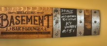 Load image into Gallery viewer, Basement & Man Cave Signs from MULTIPLE Full Length Barrel Staves