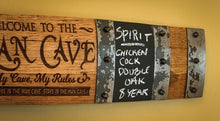 Load image into Gallery viewer, Basement & Man Cave Signs from MULTIPLE Full Length Barrel Staves