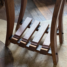 Load image into Gallery viewer, Barrel Lid Table with Vintage WINE Barrel Made Legs & Shelf
