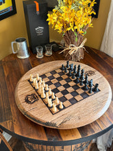 Load image into Gallery viewer, Chess Board Lasered Onto a Lazy Susan Barrel Lid