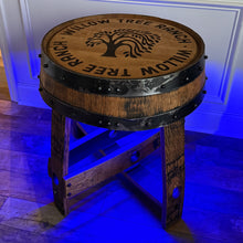 Load image into Gallery viewer, Barrel Table made from Barrel Top & Two Hoops
