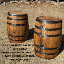 Load image into Gallery viewer, Polished & Stained Whiskey Barrel Rentals