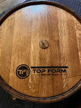 Load image into Gallery viewer, Table made from Barrel Top & Two Hoops