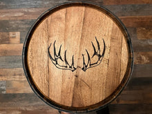 Load image into Gallery viewer, Table made from Barrel Top & Two Hoops