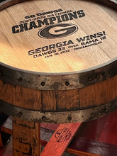Load image into Gallery viewer, Table made from Barrel Top & Two Hoops
