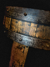 Load image into Gallery viewer, Table made from Barrel Top & Two Hoops