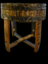 Load image into Gallery viewer, Table made from Barrel Top & Two Hoops