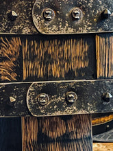 Load image into Gallery viewer, Table made from Barrel Top & Two Hoops