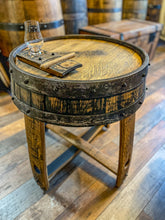 Load image into Gallery viewer, Table made from Barrel Top & Two Hoops