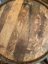 Load image into Gallery viewer, Table made from Barrel Top & Two Hoops