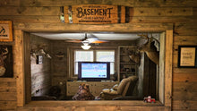 Load image into Gallery viewer, Basement &amp; Man Cave Signs from MULTIPLE Full Length Barrel Staves
