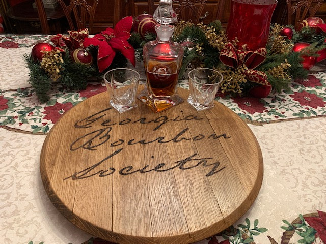 CUSTOM Lazy Susan from Bourbon Barrel Lid