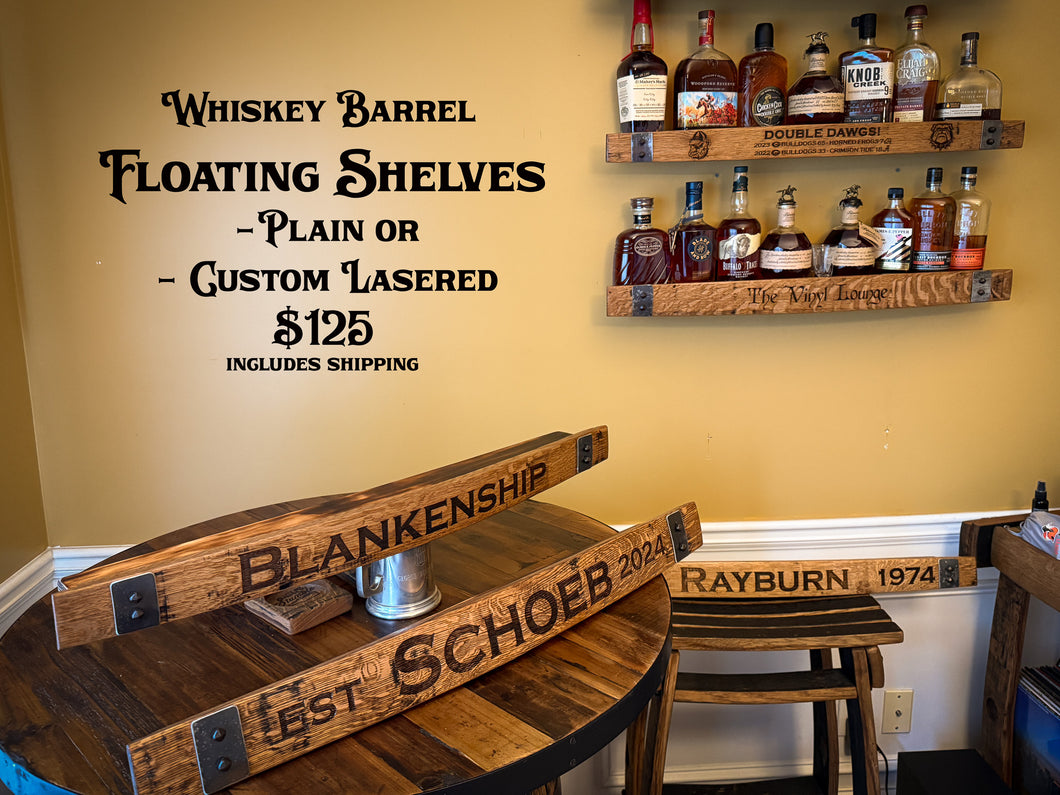 Floating Liquor Racks from Barrel Staves