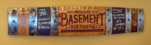 Load image into Gallery viewer, Basement &amp; Man Cave Signs from MULTIPLE Full Length Barrel Staves
