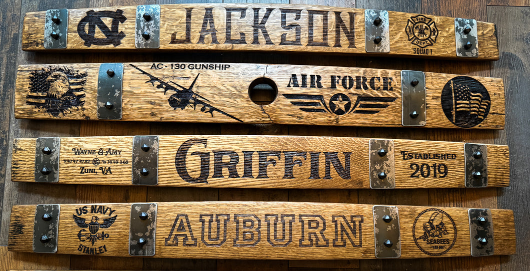 Personalized Signs from Full Length Barrel Staves