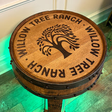 Load image into Gallery viewer, Barrel Table made from Barrel Top &amp; Two Hoops
