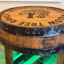 Load image into Gallery viewer, Barrel Table made from Barrel Top &amp; Two Hoops
