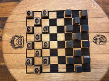 Load image into Gallery viewer, Chess Board Lasered Onto a Lazy Susan Barrel Lid
