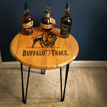 Load image into Gallery viewer, Barrel Lid Table with Modern Iron Legs
