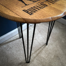 Load image into Gallery viewer, Barrel Lid Table with Modern Iron Legs
