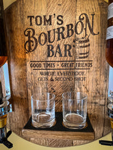 Load image into Gallery viewer, Wall-Mounted Liquor Dispenser from Bourbon Barrel Lid
