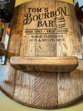 Load image into Gallery viewer, Wall-Mounted Liquor Dispenser from Bourbon Barrel Lid
