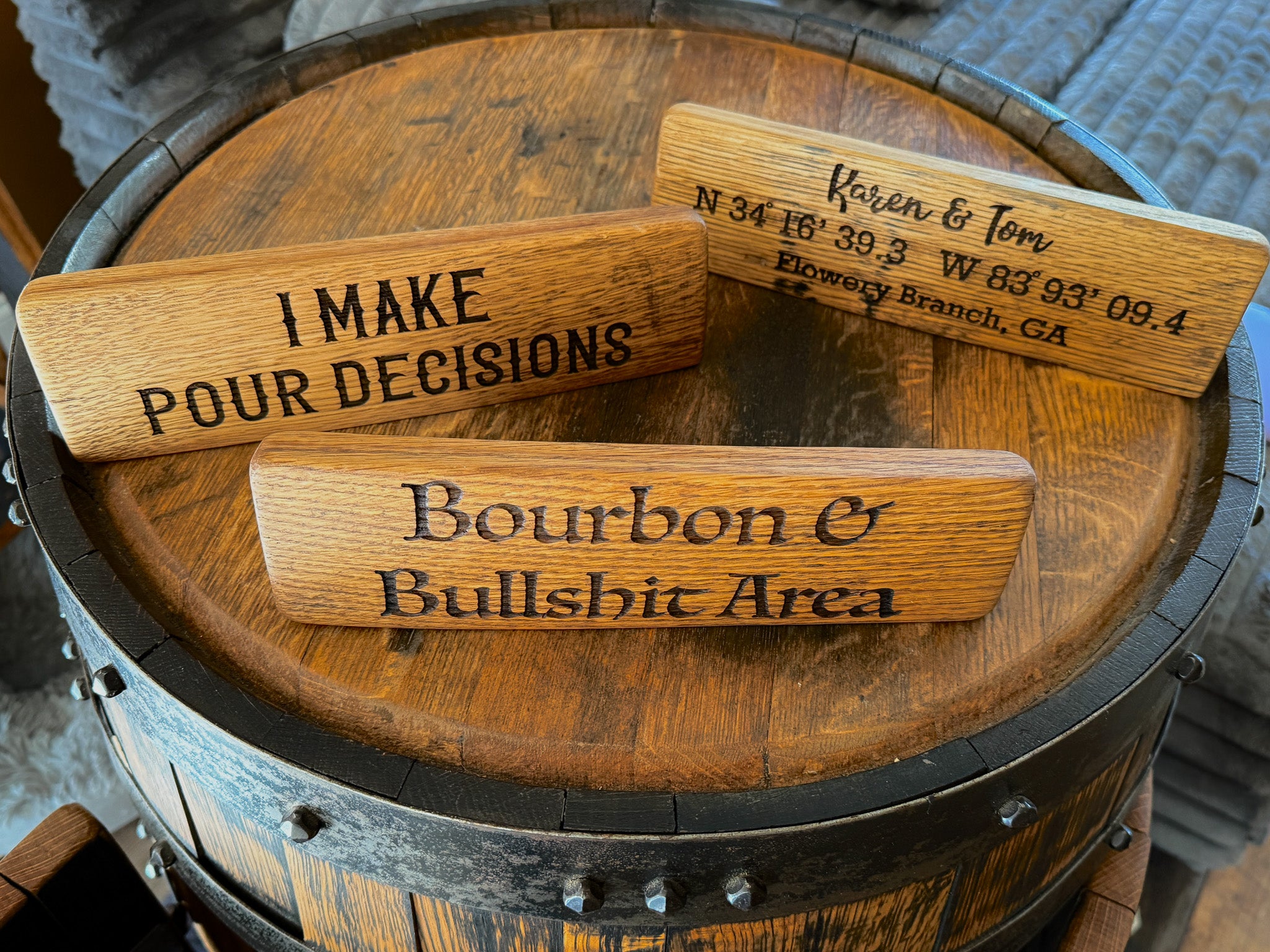 Mini Bourbon Barrel Sign | Personalized Desk & Bar Signs