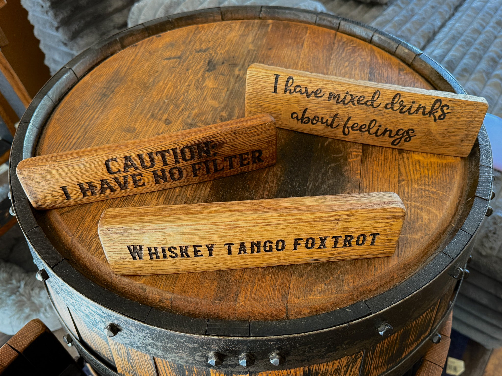 Mini Bourbon Barrel Sign | Personalized Desk & Bar Signs