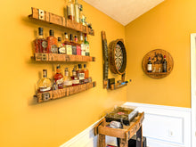 Load image into Gallery viewer, Wine Barrel Lid Bottle &amp; Glass Display
