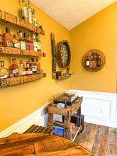 Load image into Gallery viewer, Wine Barrel Lid Bottle &amp; Glass Display
